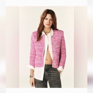 Ba&sh NWOT Guspa Knit Pink Long Sleeves Gold Button Cardigan